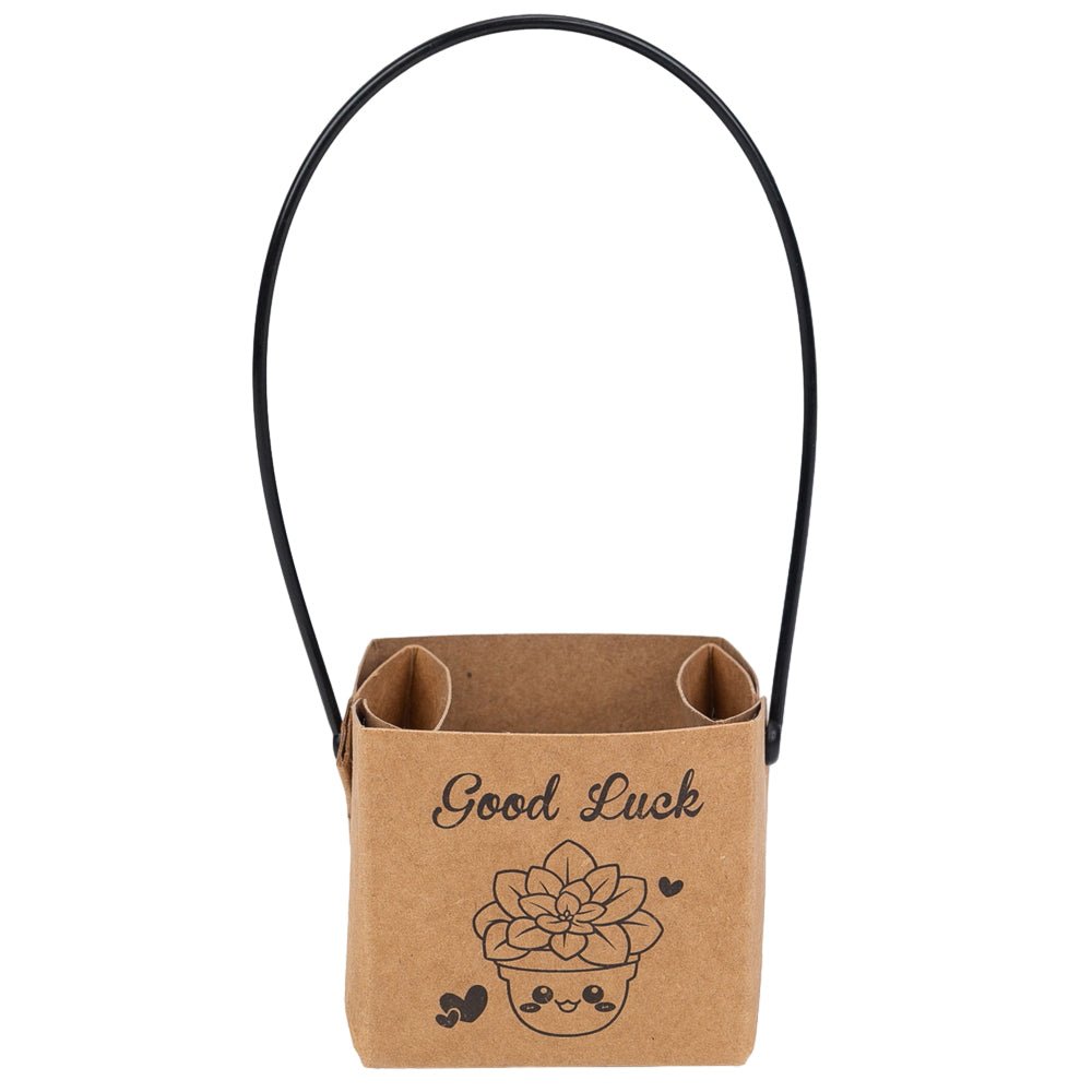 Pungi cu mâner, imprimeu good luck și strat impermeabil (set 50 buc) - CraftUp