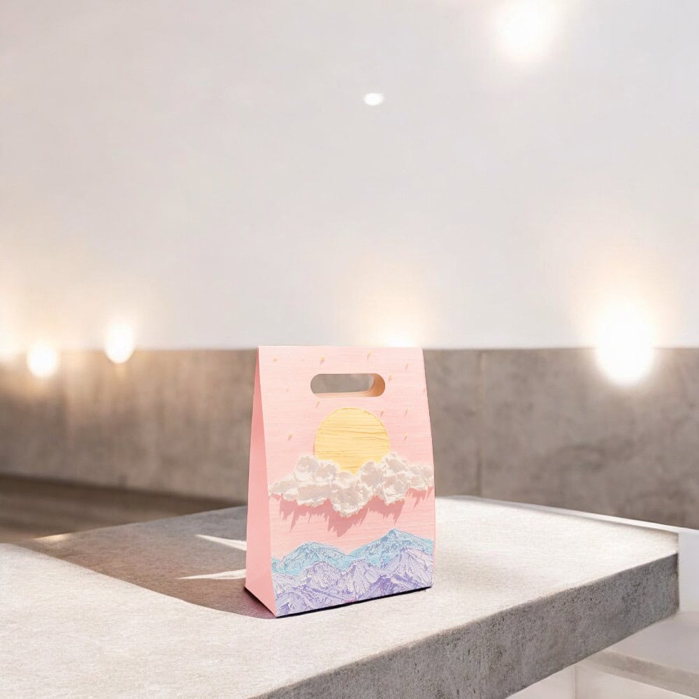 Pungi design pictură 3D cu închidere velcro și mâner - model 1 (set 10 buc) - CraftUp