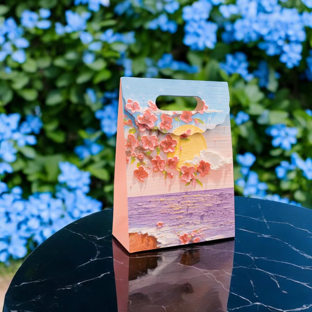 Pungi design pictură 3D cu închidere velcro și mâner - model 4 (set 10 buc) - CraftUp