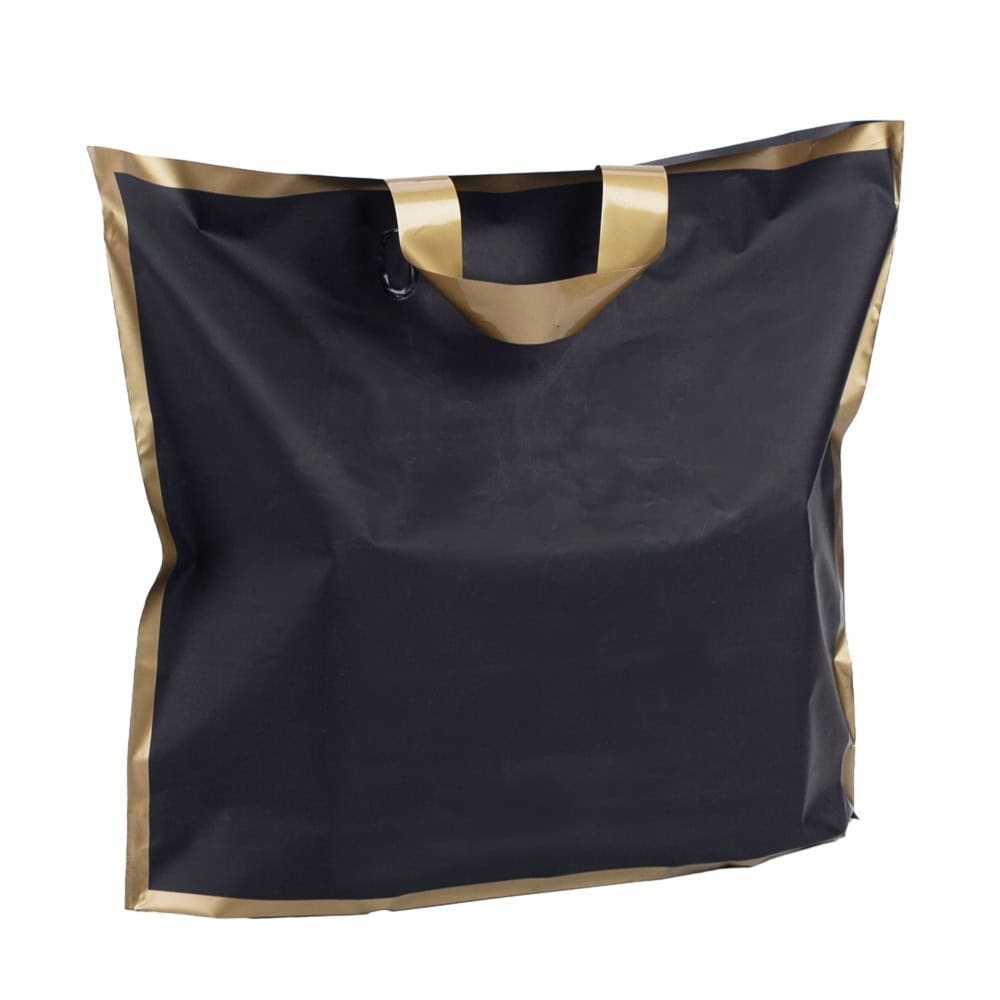 Pungi dreptunghiulare cu margini și mâner aurii - negru (set 50 buc) - CraftUp