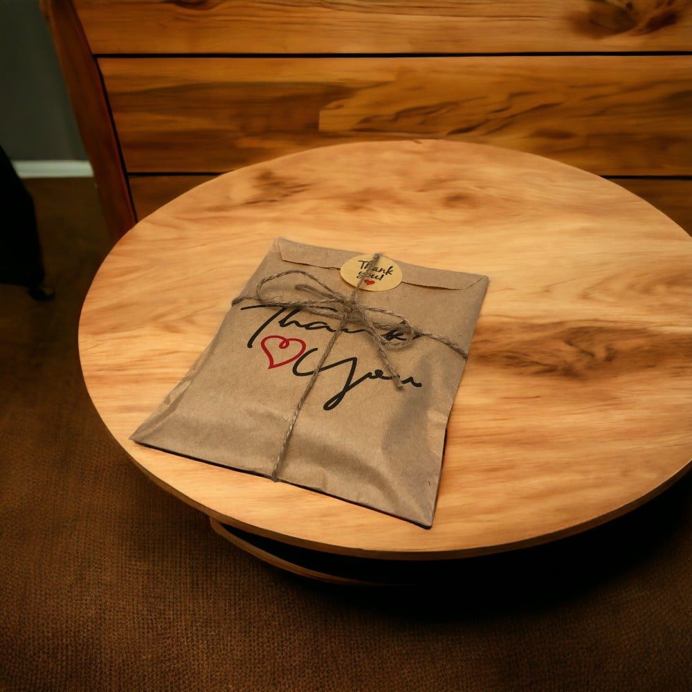 Pungi dreptunghiulare cu sfoară și sticker model Thank You (set 25 buc) 13x18cm - CraftUp