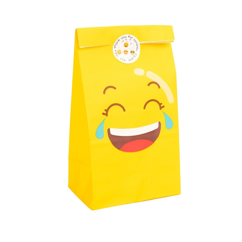 Pungi dreptunghiulare model emoticoane și sticker - galben (set 24 buc) - CraftUp