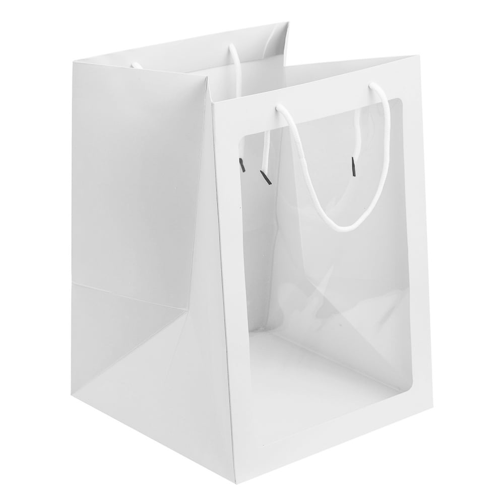 Pungi hârtie cu fereastră - alb (set 10 buc) - CraftUp