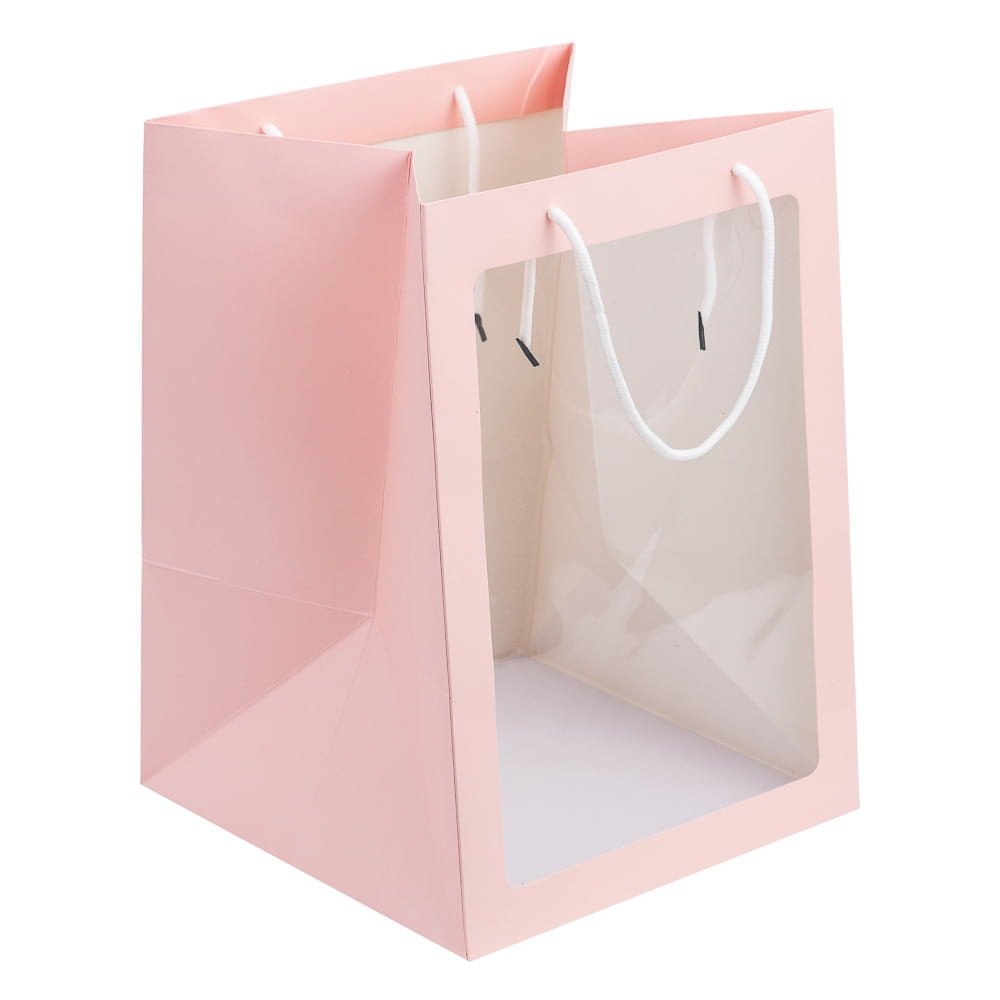 Pungi hârtie cu fereastră - roz (set 10 buc) - CraftUp