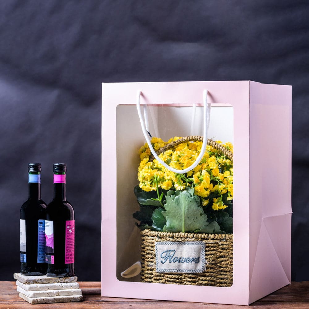 Pungi hârtie cu fereastră - roz (set 10 buc) - CraftUp