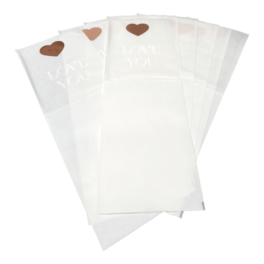 Pungi hârtie pentru flori Love you - alb (set 10 buc) - CraftUp