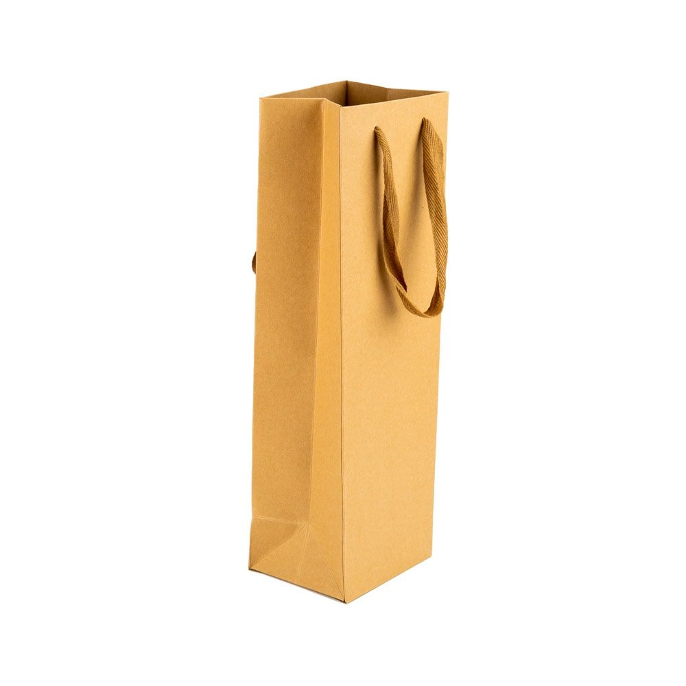 Pungi kraft cu mâner textil pentru o sticlă (set 10 buc) - CraftUp