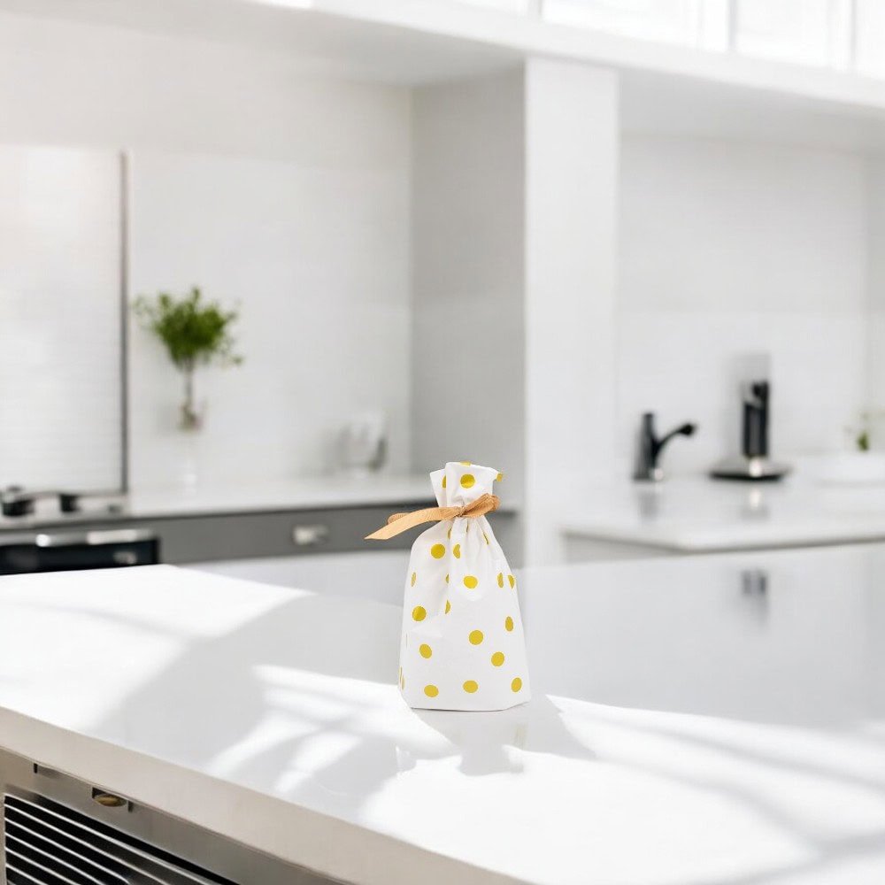 Pungi plastic cu buline si funda satinata - alb (set 50 buc) - CraftUp