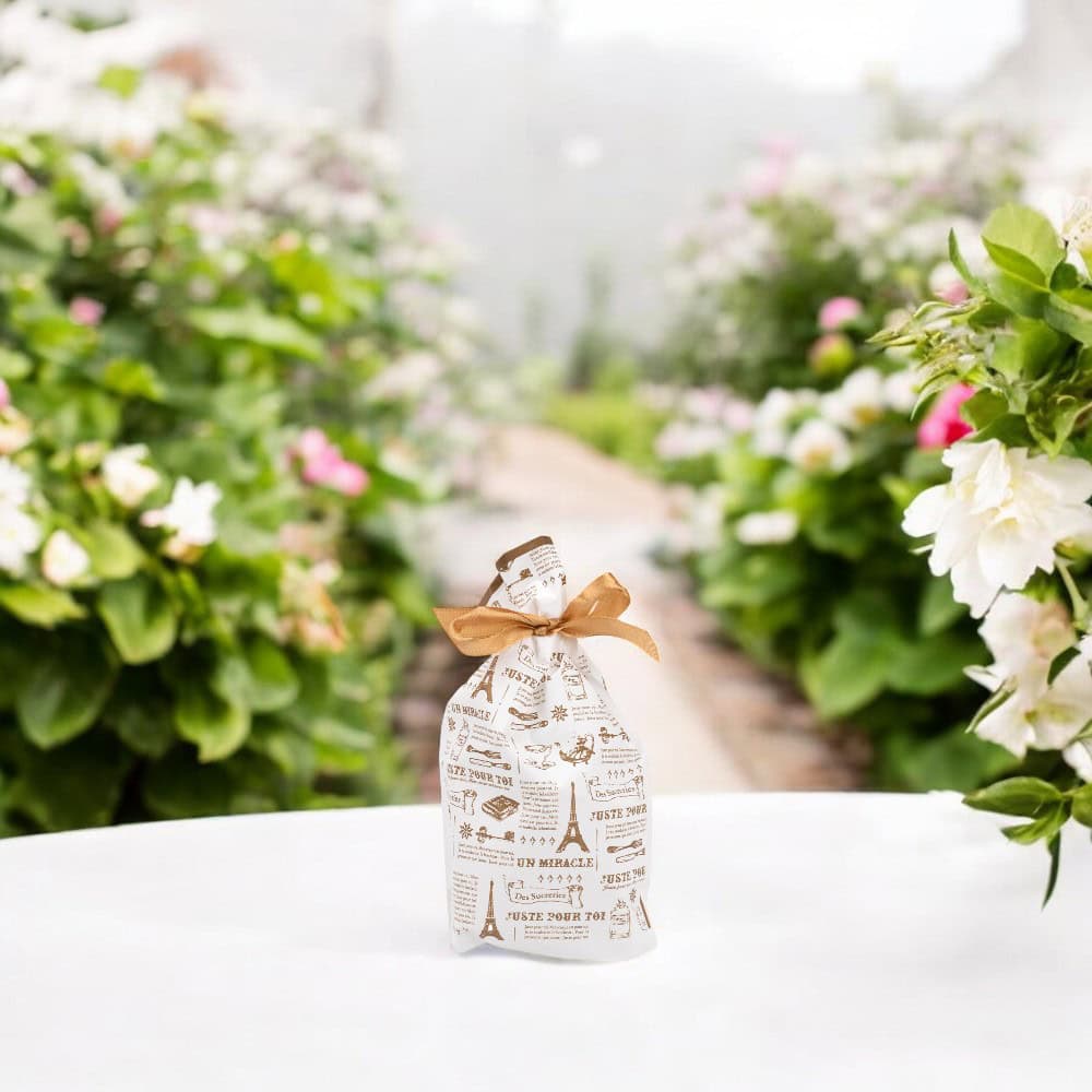 Pungi plastic model calatorie cu funda satinata - auriu (set 50 buc) - CraftUp