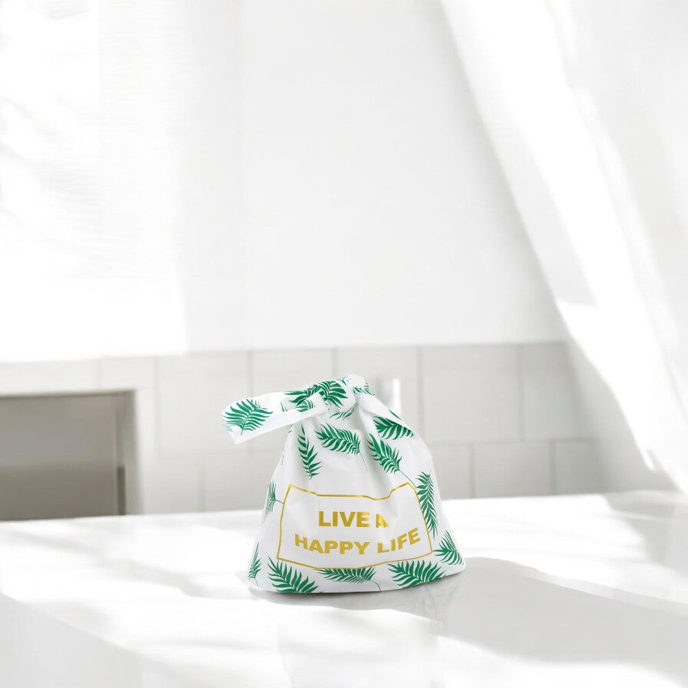 Pungi plastic model iepuras cu mesaj Live a happy life - verde (set 50 buc) - CraftUp
