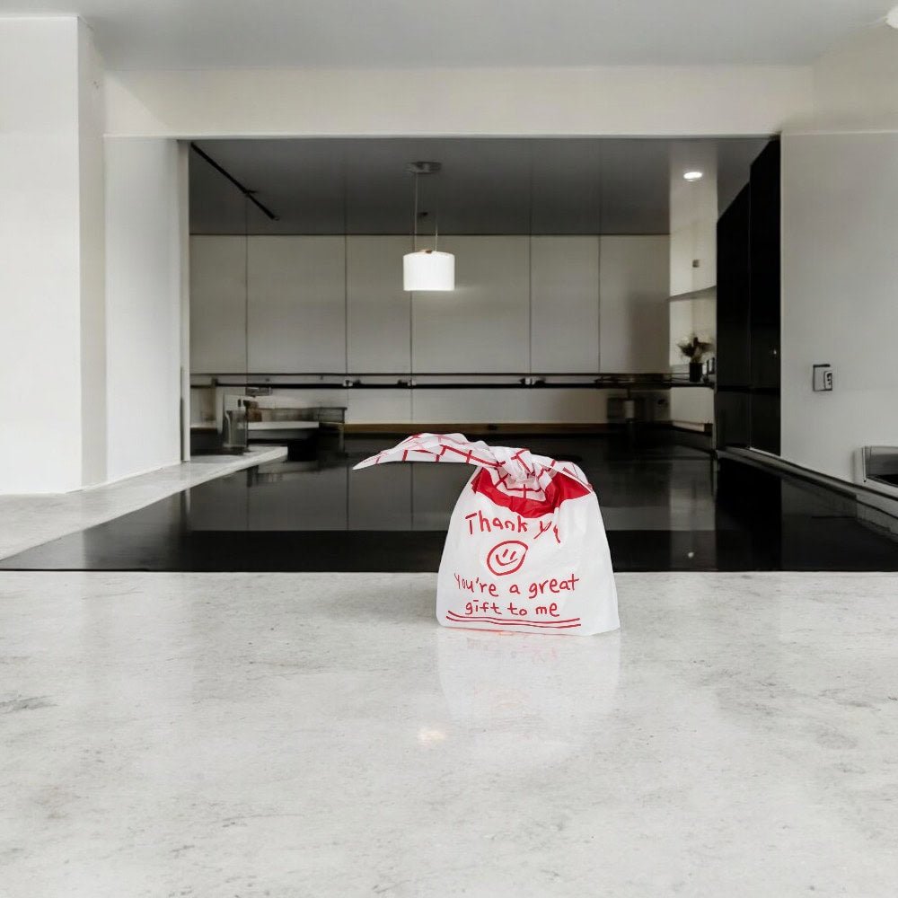 Pungi plastic model iepuraș cu mesaj Thank you - roșu (set 50 buc) - CraftUp