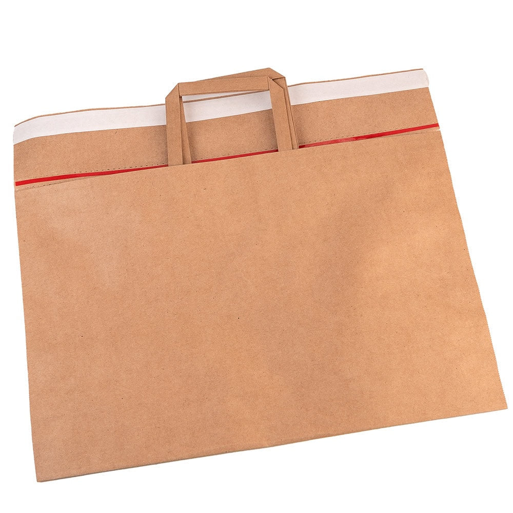 Pungi refolosibile cu mâner ascuns, sigiliu și adeziv - kraft (set 10 buc) - CraftUp