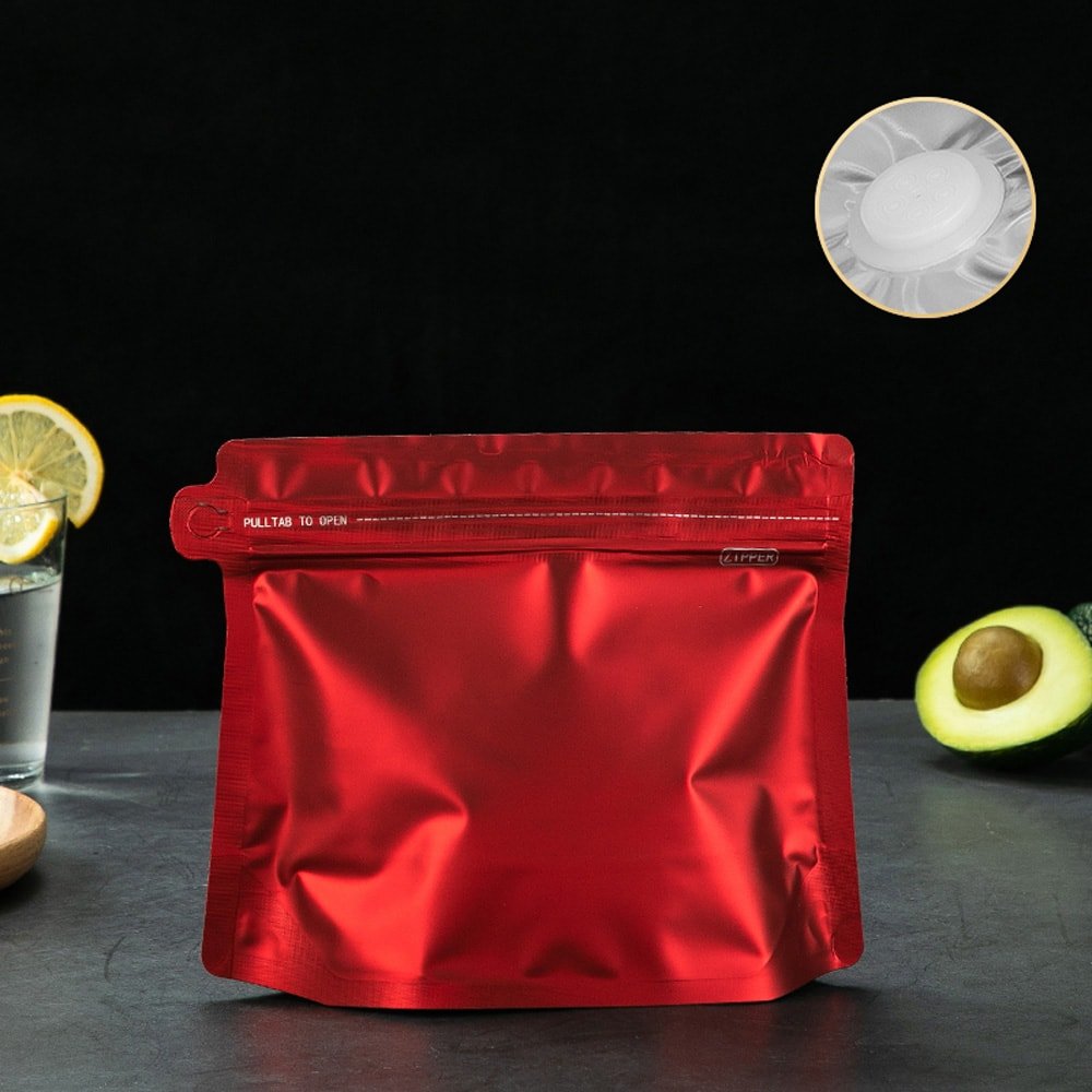 Pungi stand up model pouch cu valva și fermoar - roșu (set 50 buc) 20x17x6cm - CraftUp