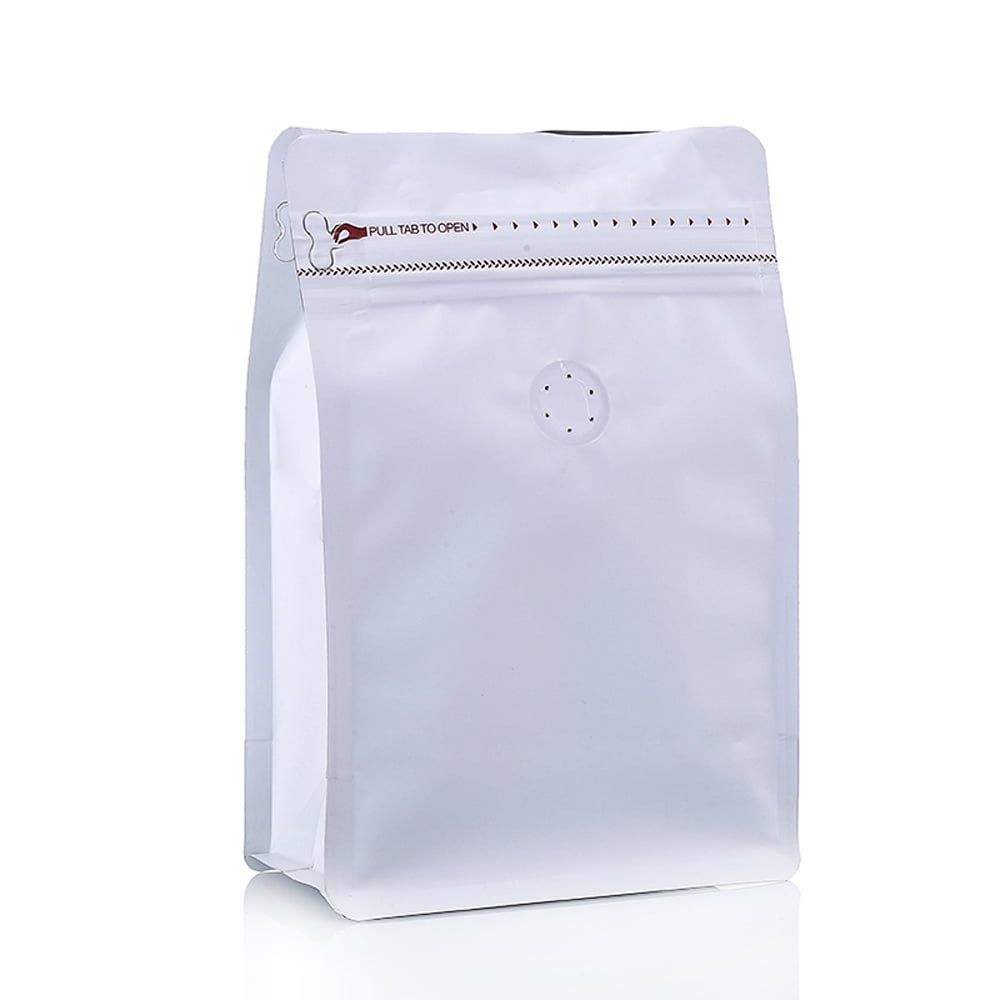 Pungi stand up opace reutilizabile cu supapă și fermoar - alb (set 50 buc) - CraftUp