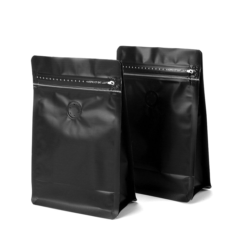 Pungi stand up opace reutilizabile cu supapă și fermoar - negru (set 50 buc) - CraftUp