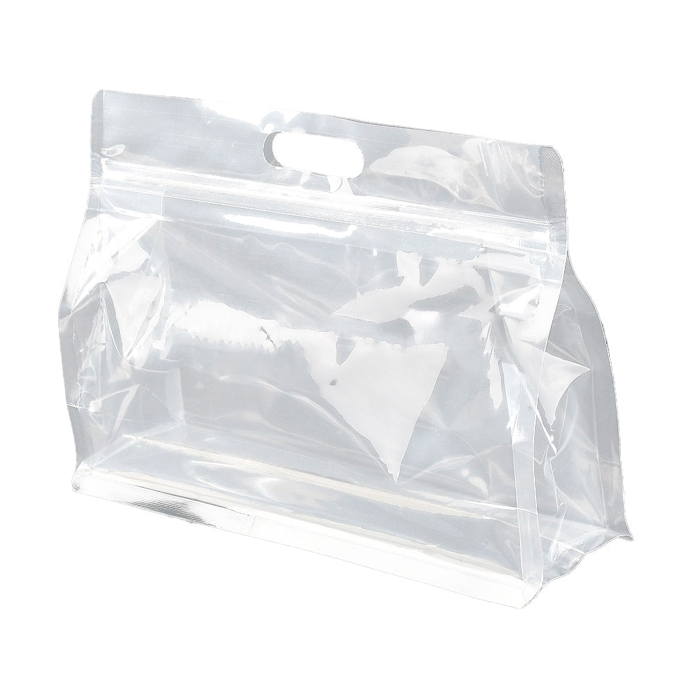 Pungi stand up transparente reutilizabile cu fermoar și maner (set 50 buc) - CraftUp