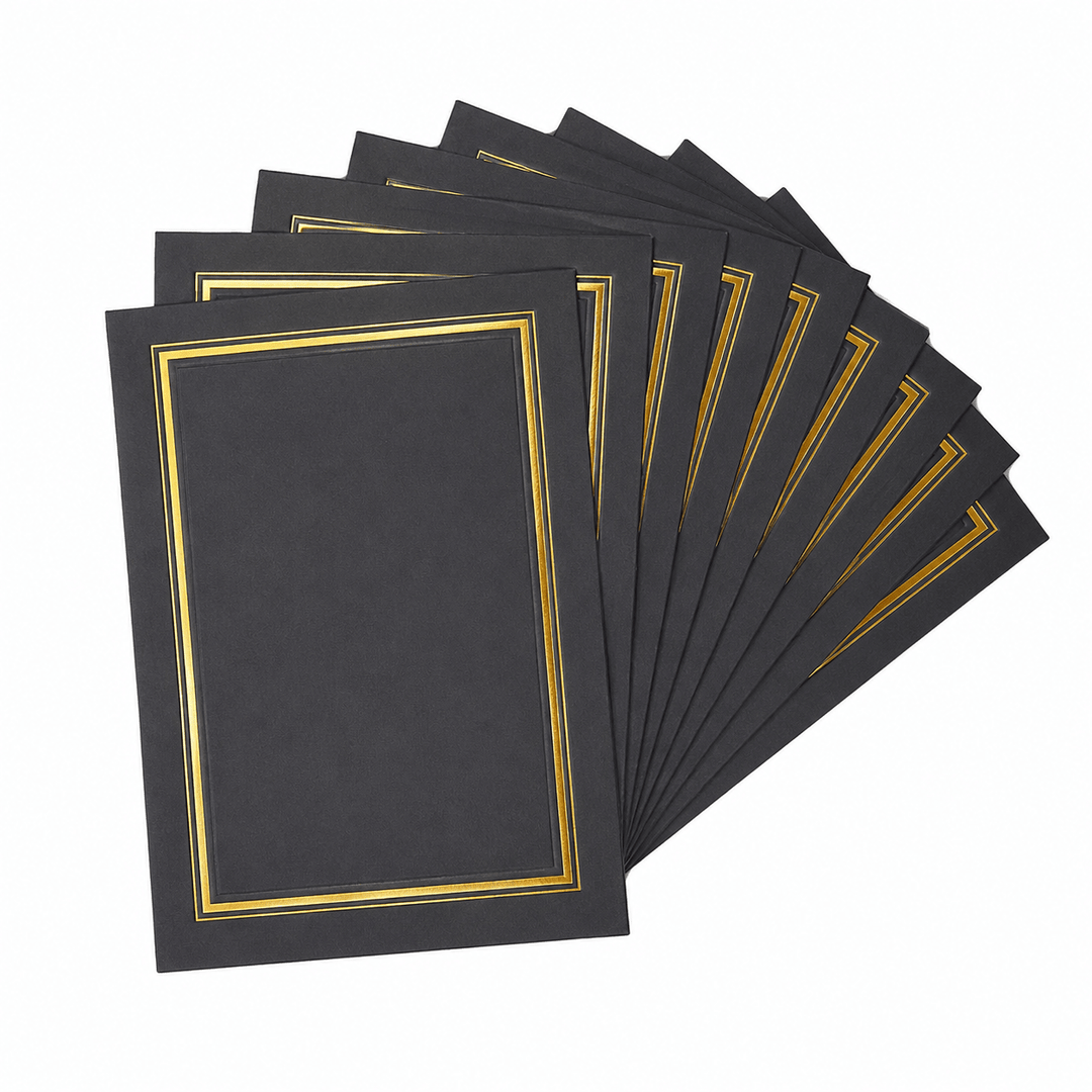 Ramă foto carton cu chenar auriu - negru (set 10 buc) - CraftUp