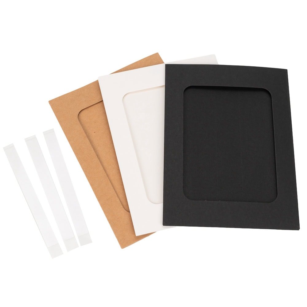 Ramă foto dreptunghiulară din hârtie cu bandă adezivă - kraft (set 10 buc) - CraftUp