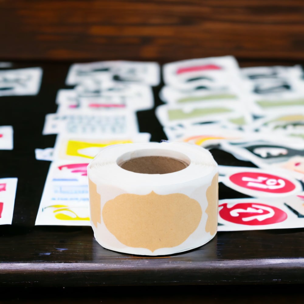 Rolă 250 stickere blank 3 forme diferite 3x5cm - kraft - CraftUp