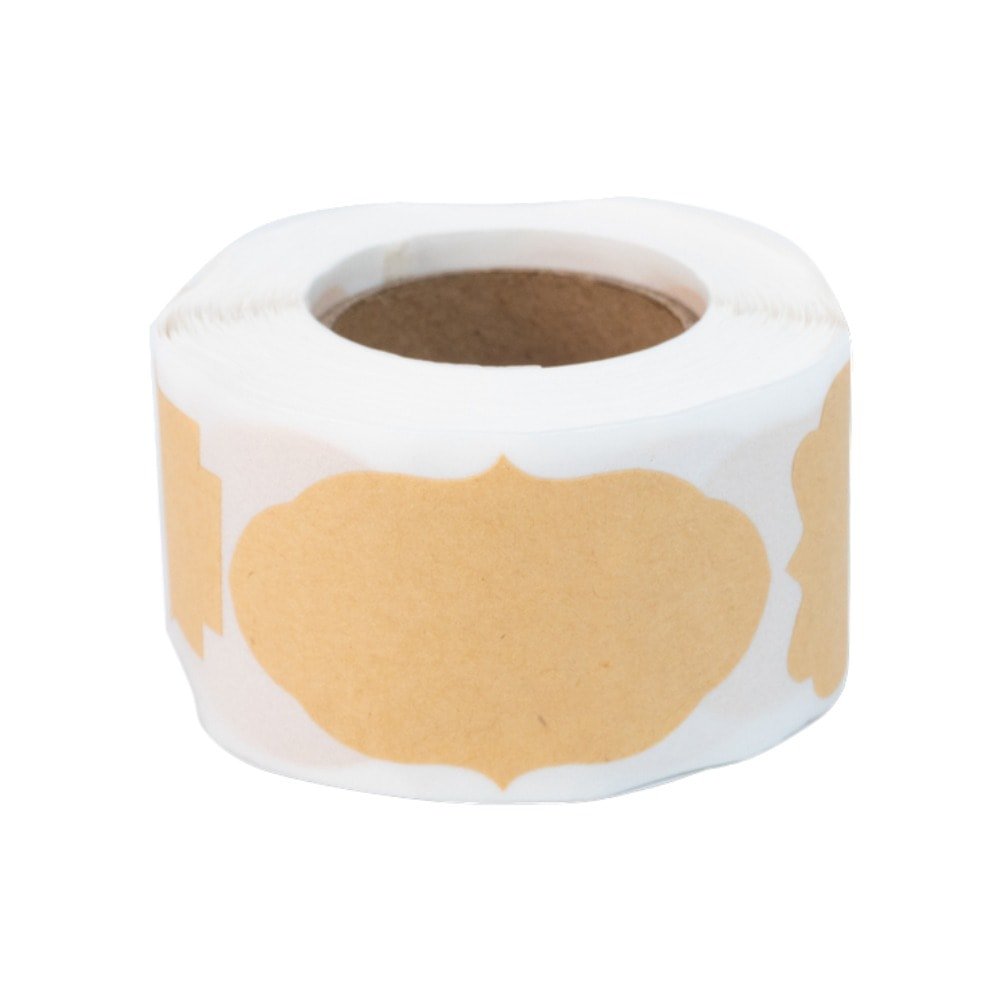 Rolă 250 stickere blank 3 forme diferite 3x5cm - kraft - CraftUp