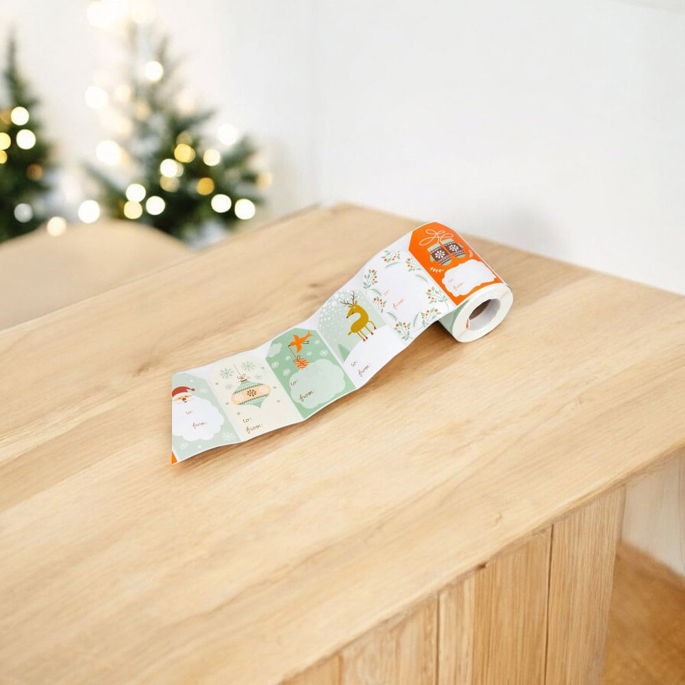 Rolă 250 stickere de Crăciun 4.3x7.5cm - model 10 - CraftUp