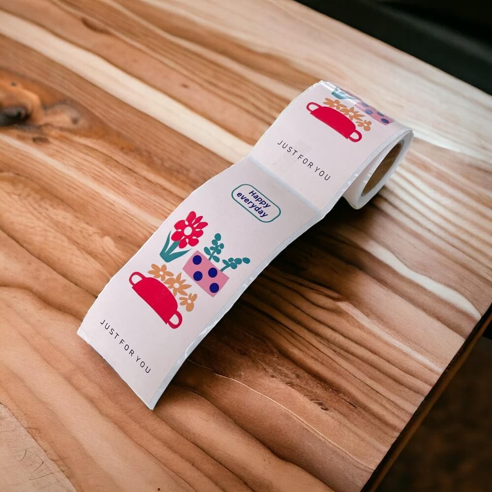 Rolă 50 stickere lungi cu flori - model 2 - CraftUp