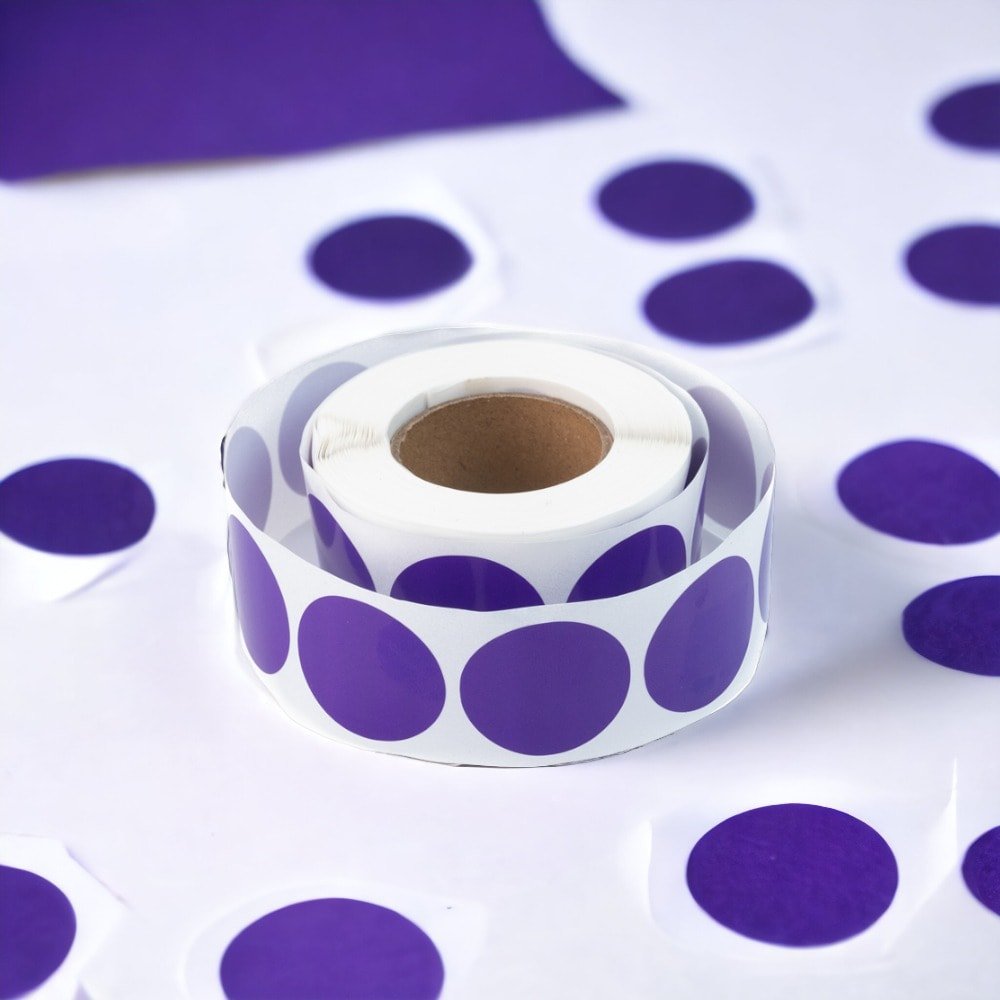 Rolă 500 stickere blank rotunde 2.5cm - mov - CraftUp
