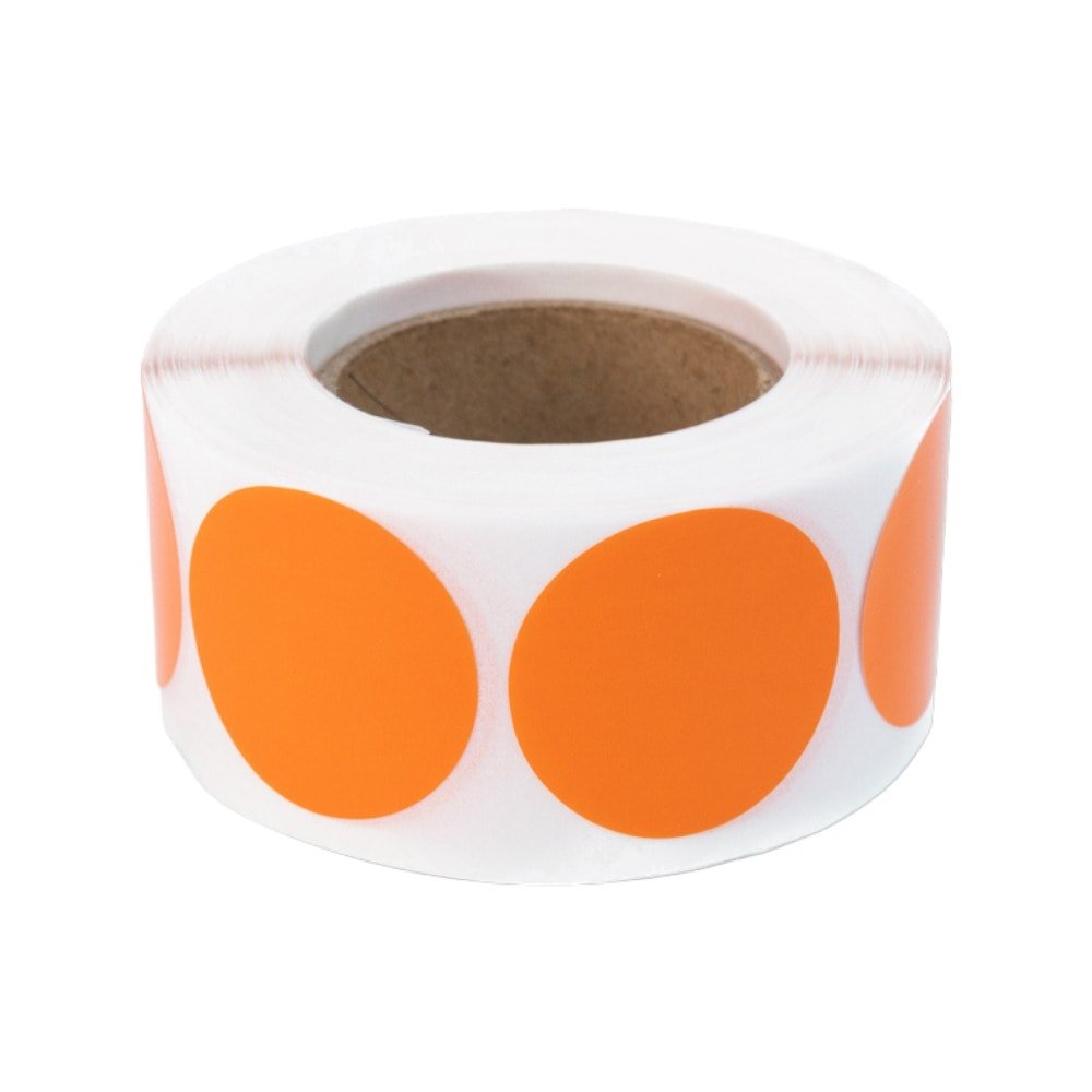 Rolă 500 stickere blank rotunde 2.5cm - portocaliu - CraftUp