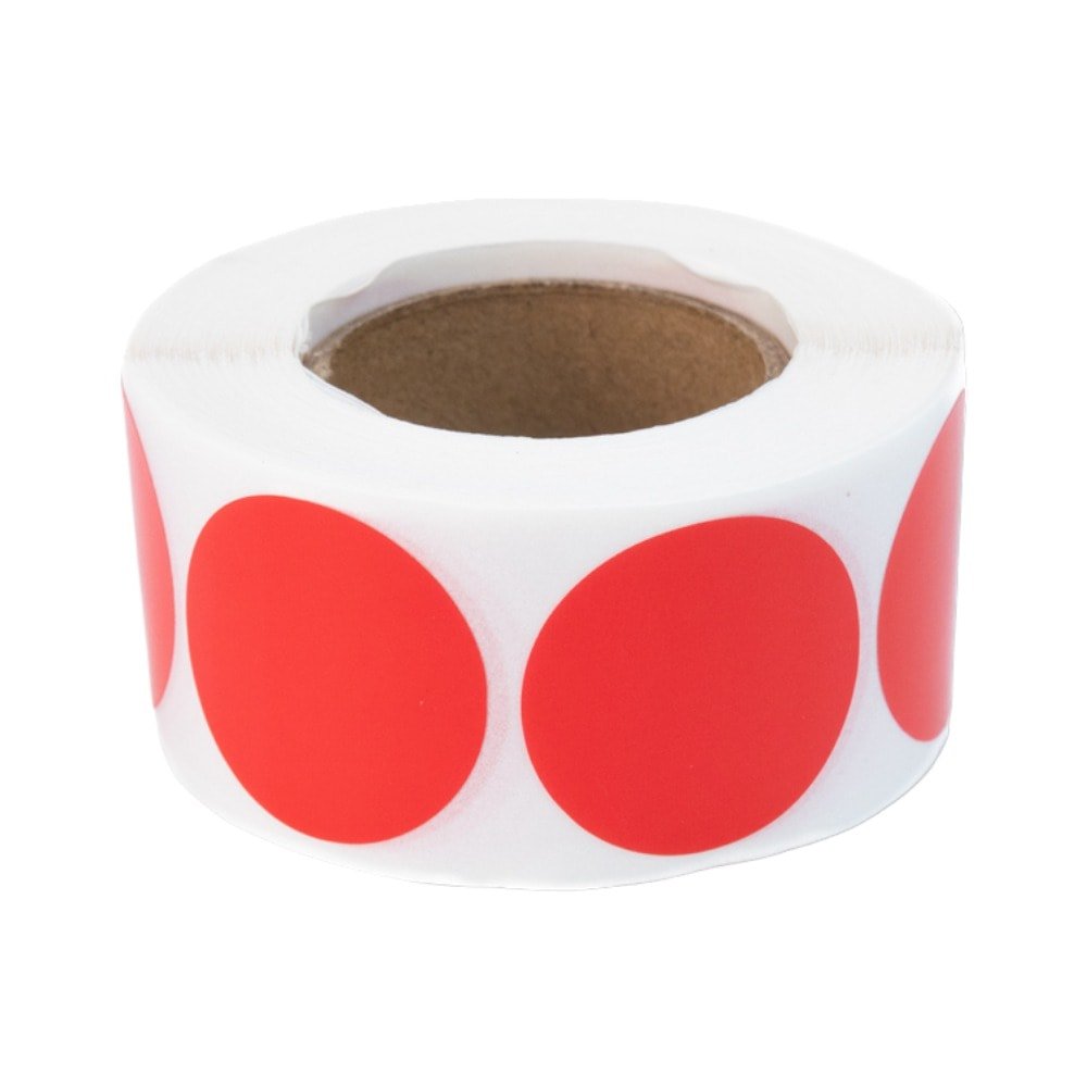 Rolă 500 stickere blank rotunde 2.5cm - roșu - CraftUp