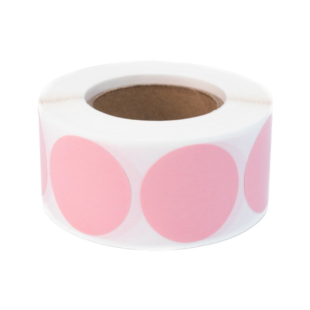 Rolă 500 stickere blank rotunde 2.5cm - roz - CraftUp