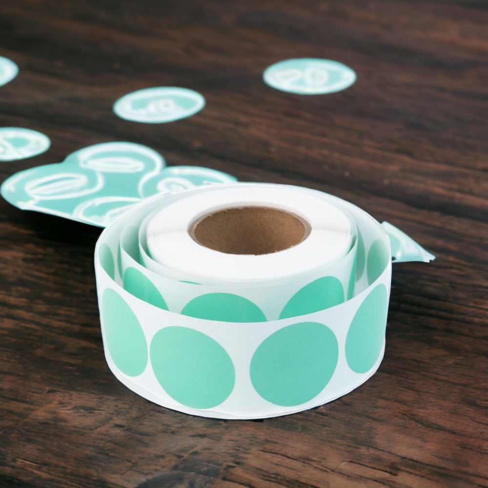 Rolă 500 stickere blank rotunde 2.5cm - turcoaz - CraftUp