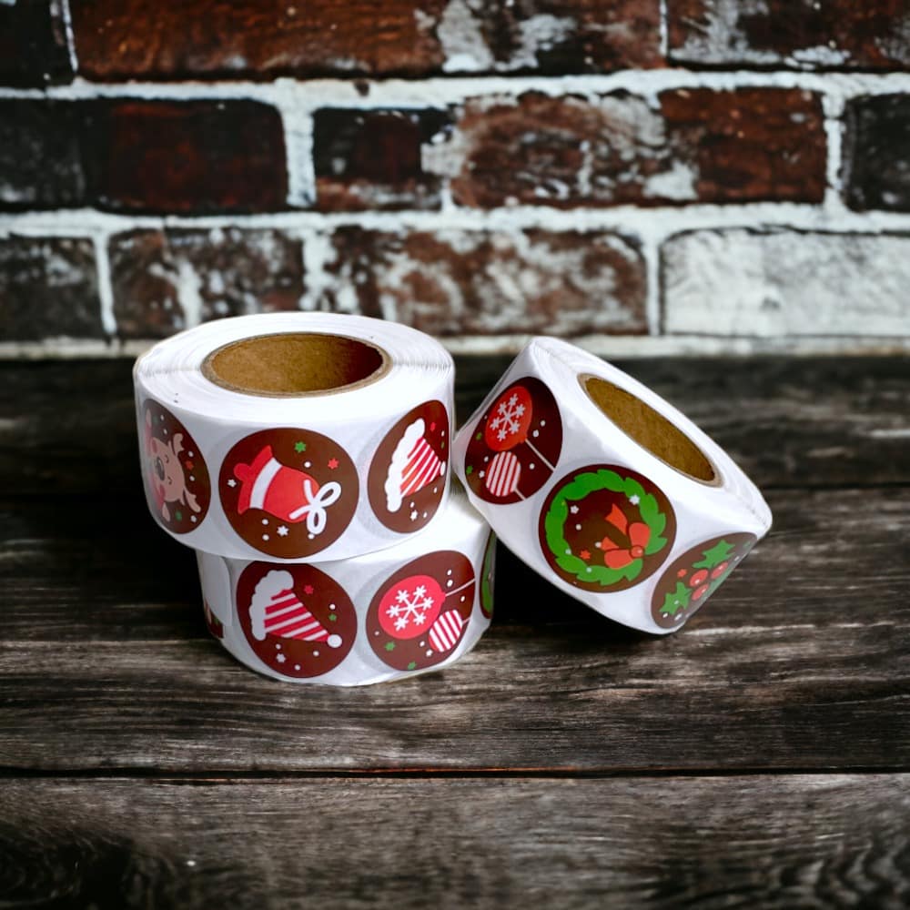 Rolă 500 stickere Crăciun 2.5cm - model 1 - CraftUp