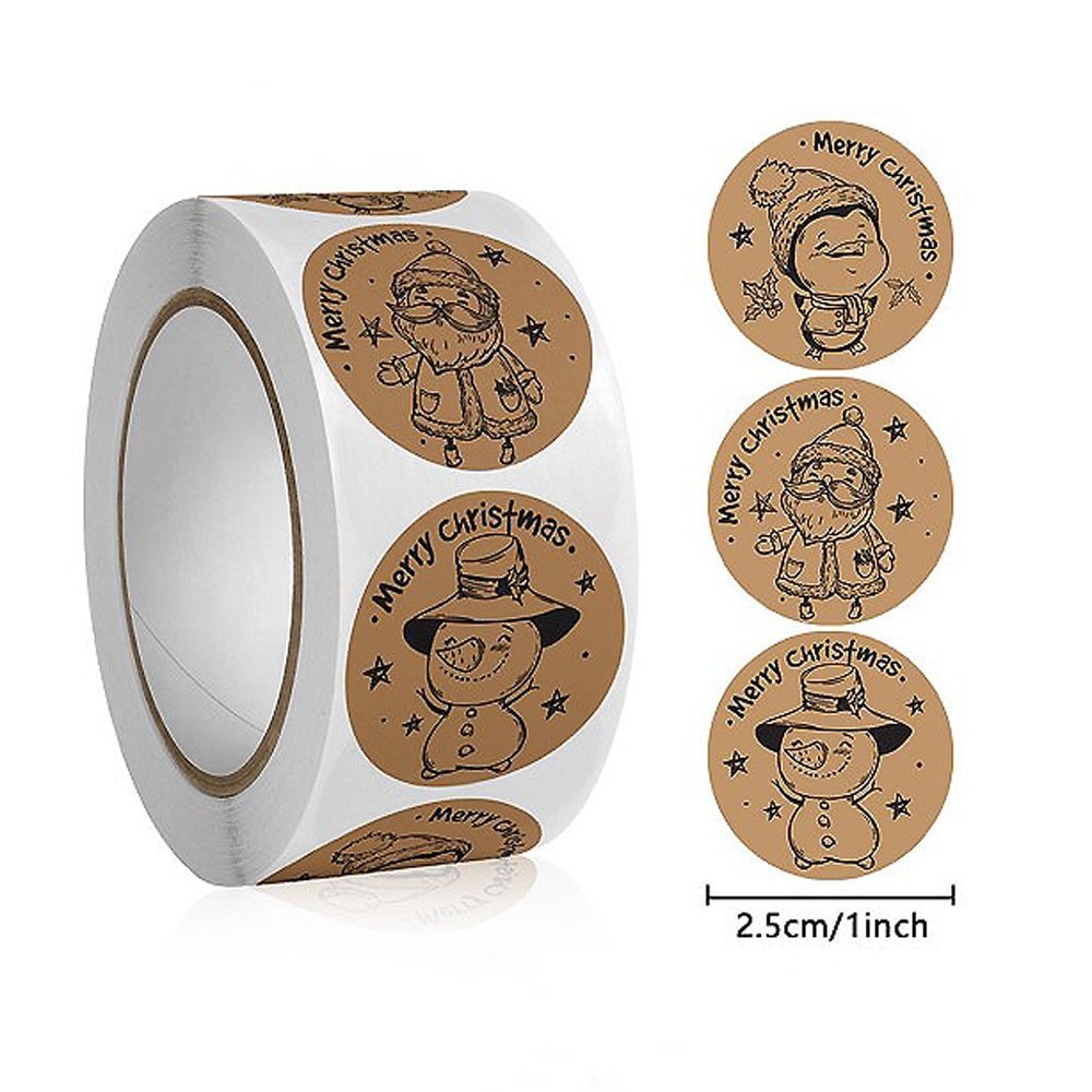 Rolă 500 stickere kraft Crăciun 2.5cm - model 4 - CraftUp