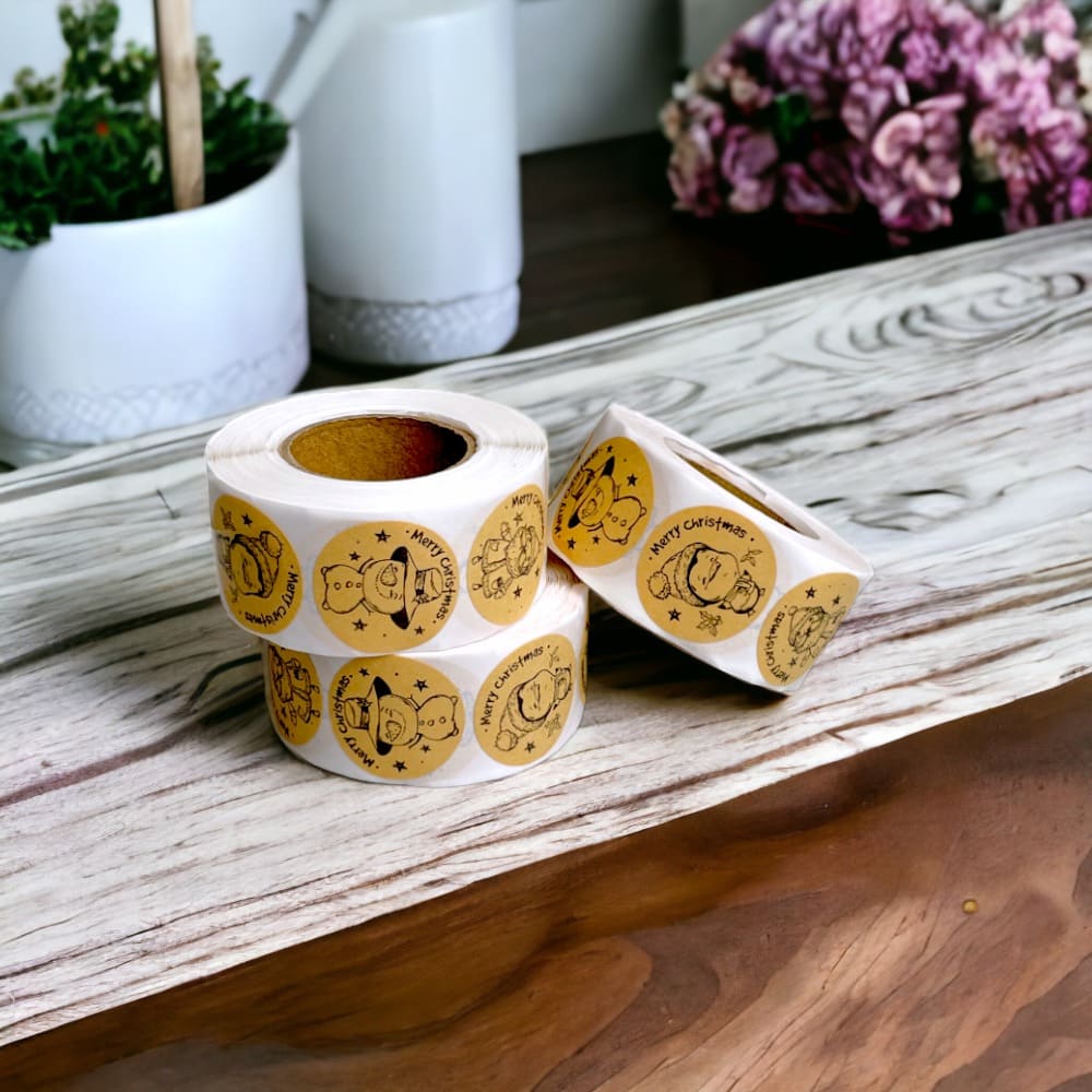 Rolă 500 stickere kraft Crăciun 2.5cm - model 4 - CraftUp