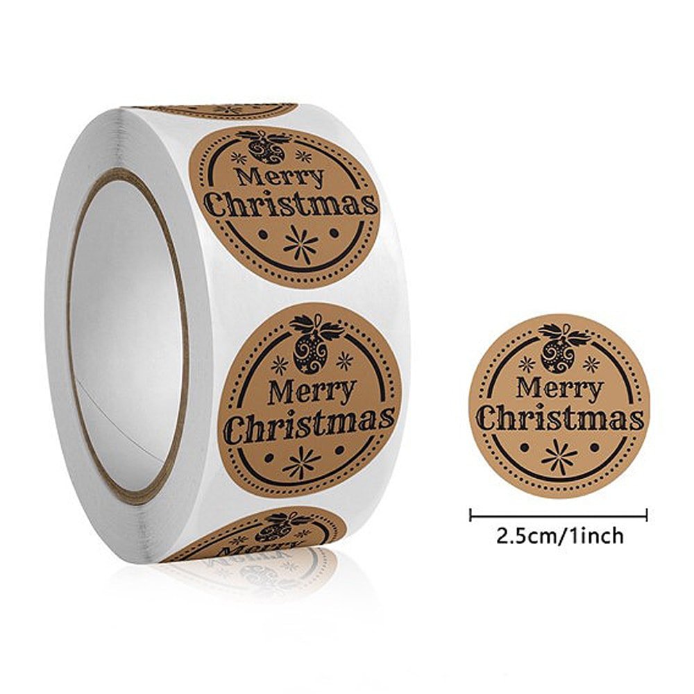 Rolă 500 stickere kraft Crăciun 2.5cm - model 5 - CraftUp
