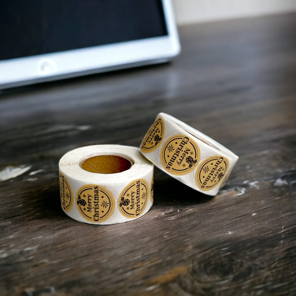 Rolă 500 stickere kraft Crăciun 2.5cm - model 5 - CraftUp