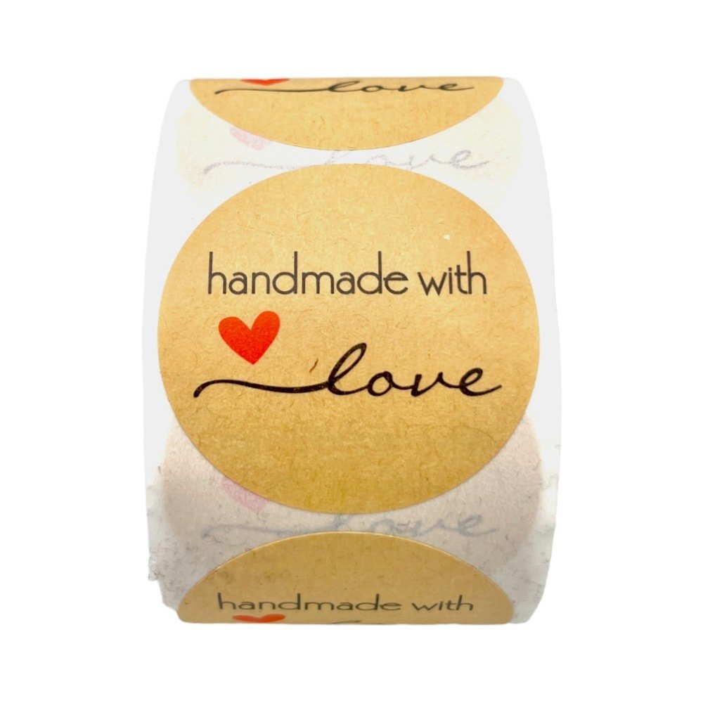 Rolă 500 stickere rotunde 3.8cm - mix modele 3 (Handmade) kraft - CraftUp