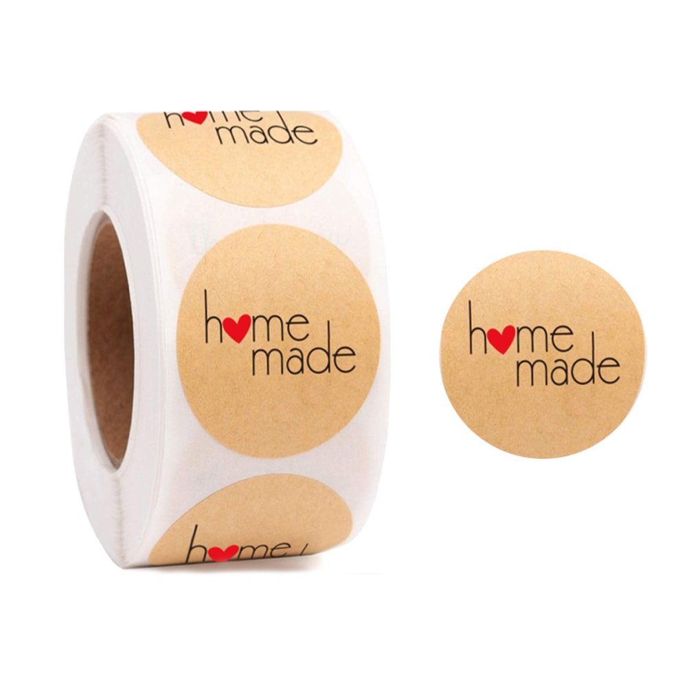 Rolă 500 stickere rotunde Homemade 2.5cm - kraft - CraftUp