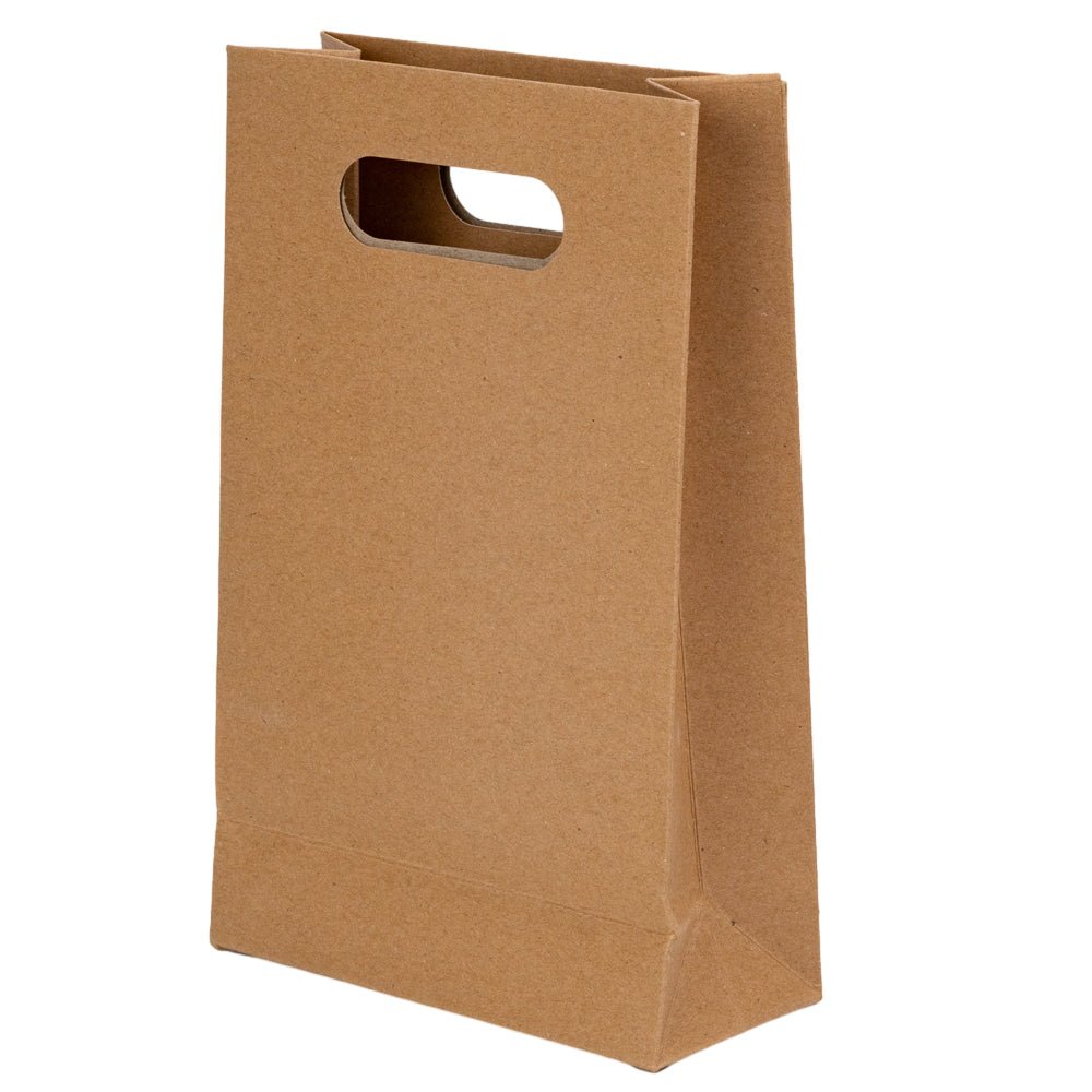 Sacoșâ hârtie cu mâner integrat și fereastră - kraft (set 12 buc) - CraftUp