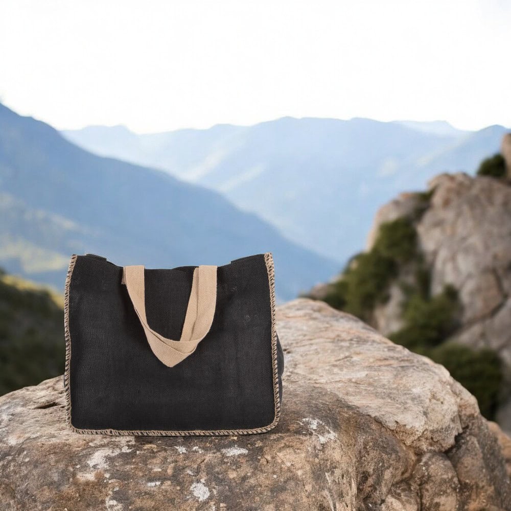 Sacosă textil cu cusături contrastante - negru - CraftUp