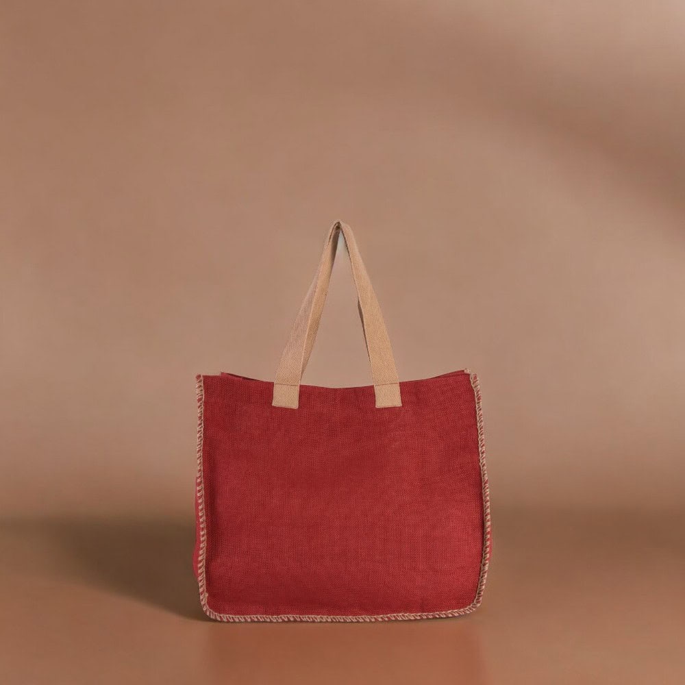 Sacosă textil cu cusături contrastante - roșu - CraftUp