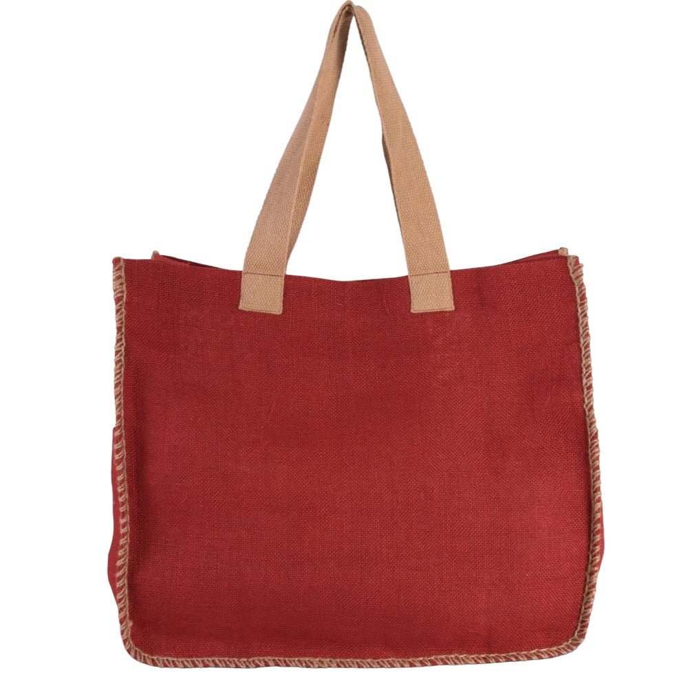 Sacosă textil cu cusături contrastante - roșu - CraftUp