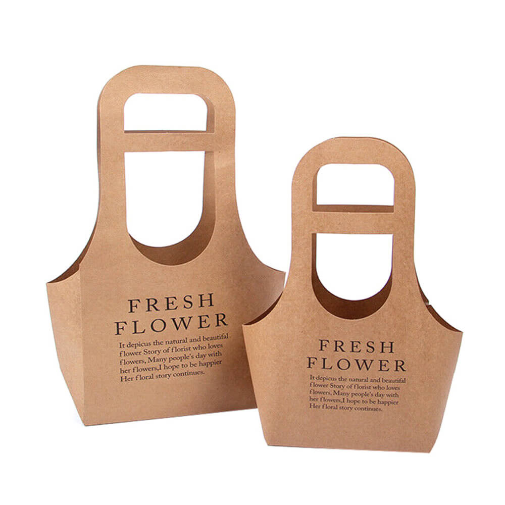 Sacoșe din hârtie Fresh Flower - maro (set 10 buc) - CraftUp