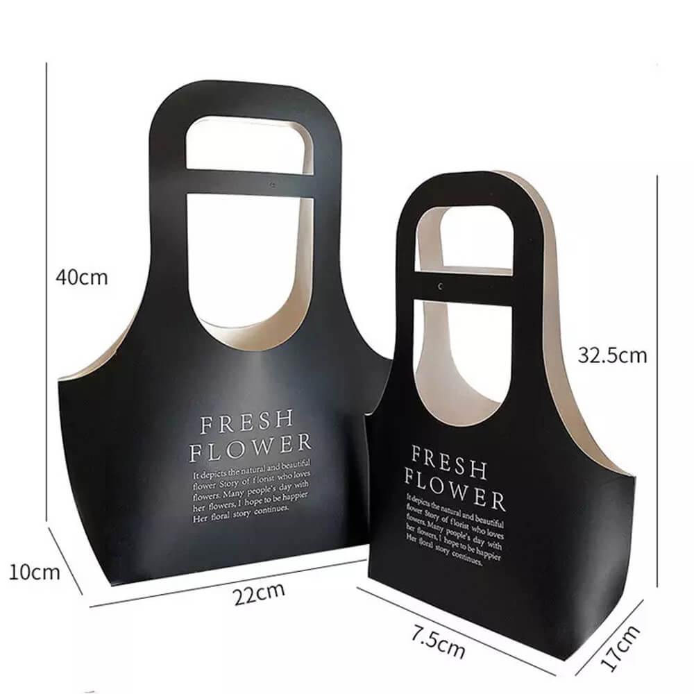 Sacoșe din hârtie Fresh Flower - negru (set 10 buc) - CraftUp