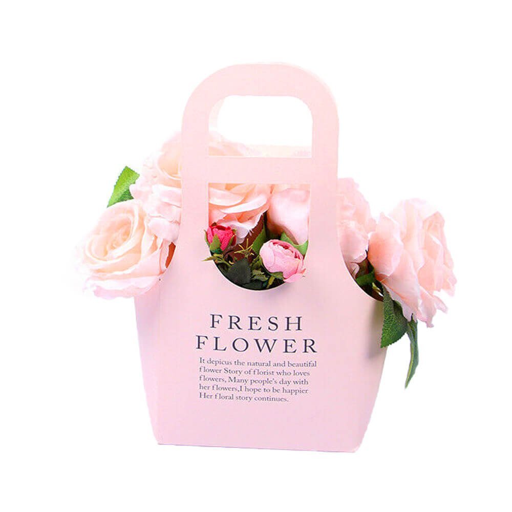 Sacoșe din hârtie Fresh Flower - roz (set 10 buc) - CraftUp