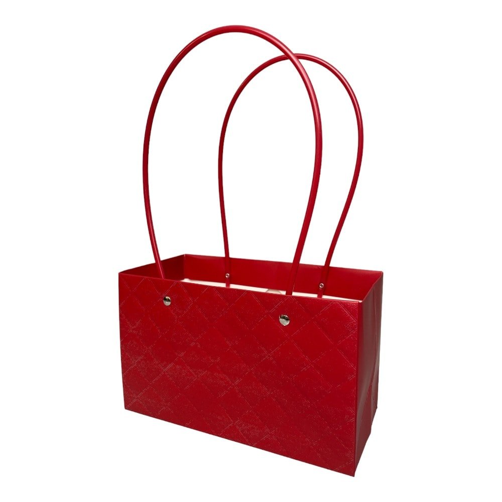 Sacoșe dreptunghiulare model romburi cu mâner - roșu (set 10 buc) - CraftUp