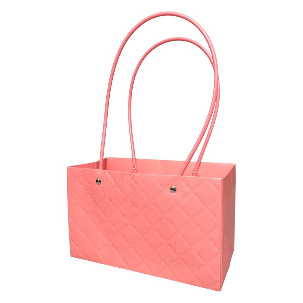 Sacoșe dreptunghiulare model romburi cu mâner - roz (set 10 buc) - CraftUp