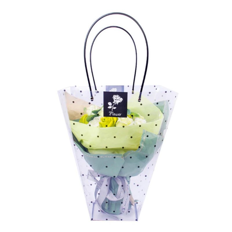 Sacoșe ghiveci transparente cu buline negre (set 10 buc) - CraftUp