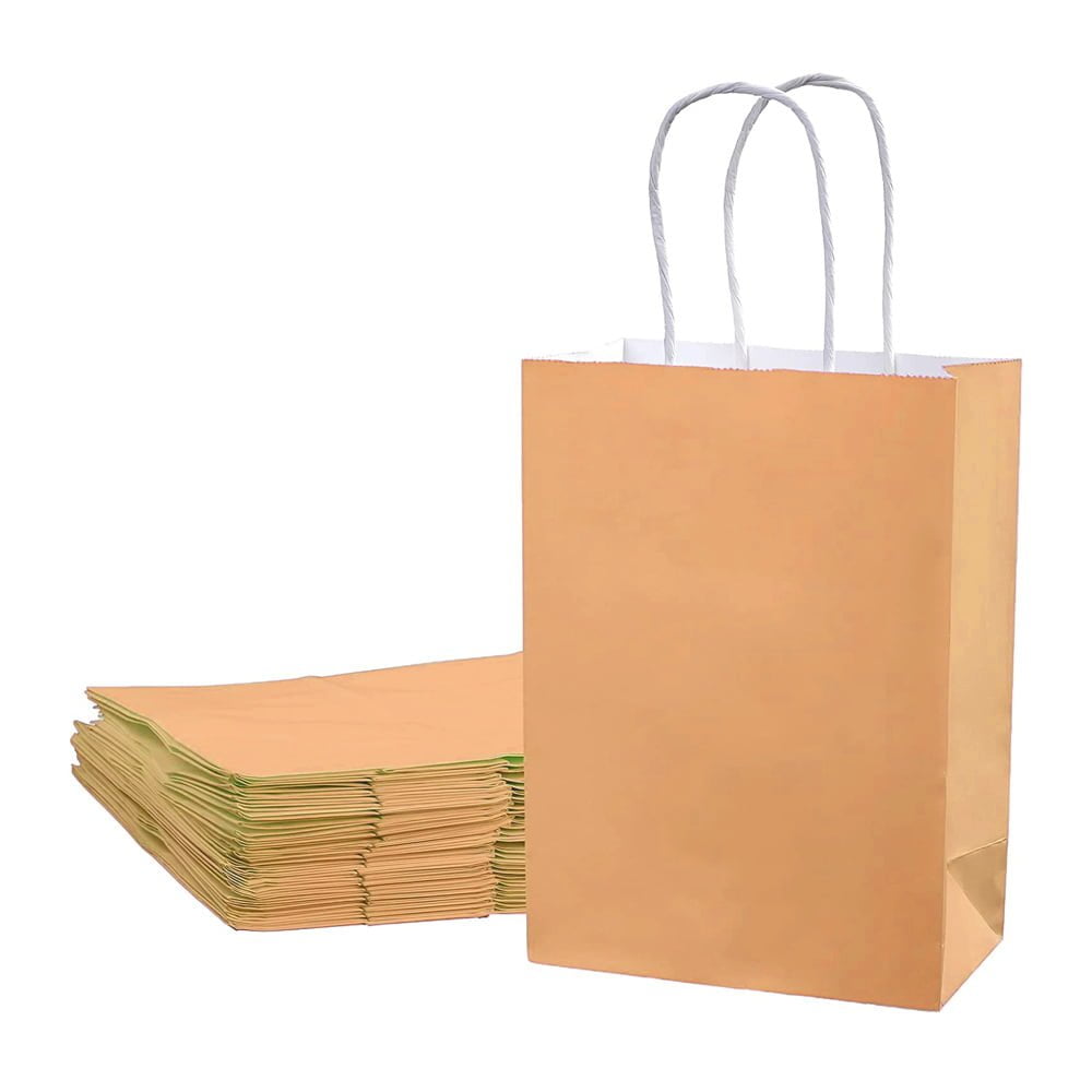 Sacoșe hârtie cu mâner răsucit - kraft deschis (set 12 buc) - CraftUp