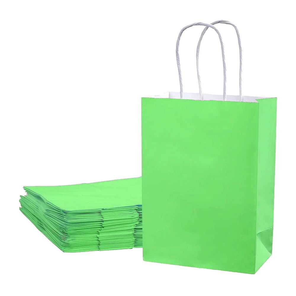 Sacoșe hârtie cu mâner răsucit - verde (set 12 buc) - CraftUp
